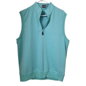 Fennec  Size M Aqua Blue Sleeveless Pullover Performance Golf Vest 1/4 Zip
